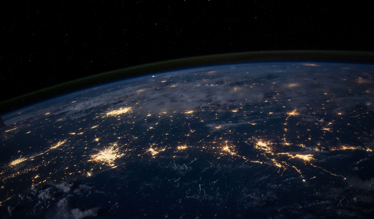 Image showing earth landscape from space with the cities lit up during night time