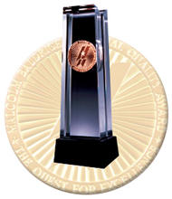 Photo of Baldrige Crystal and Medallion.