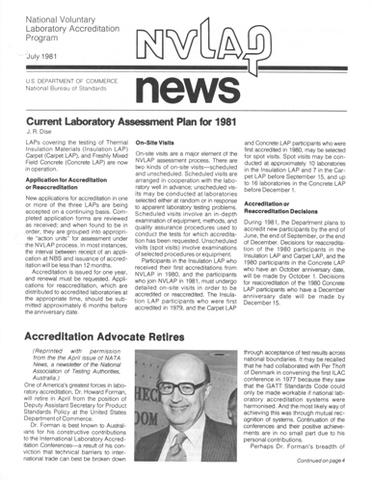 July 1981 NVLAP News