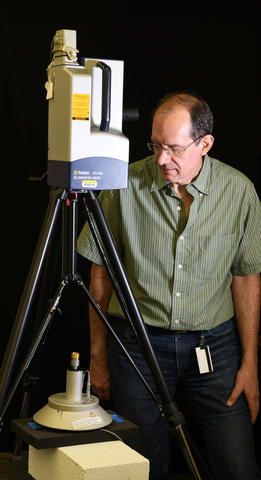 Richard Allen with the laser-based microphone calibration setup