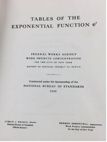 Tables of the exponential function cover page