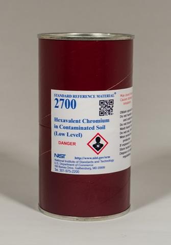 Photograph of a packaged unit of SRM 2700 Hexavalent chromium in Contaminated Soil (low Level)