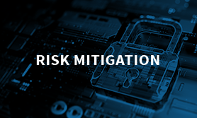 risk mitigation with a cyber lock on a computer chip in the background
