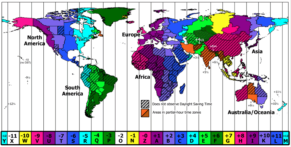time zones map