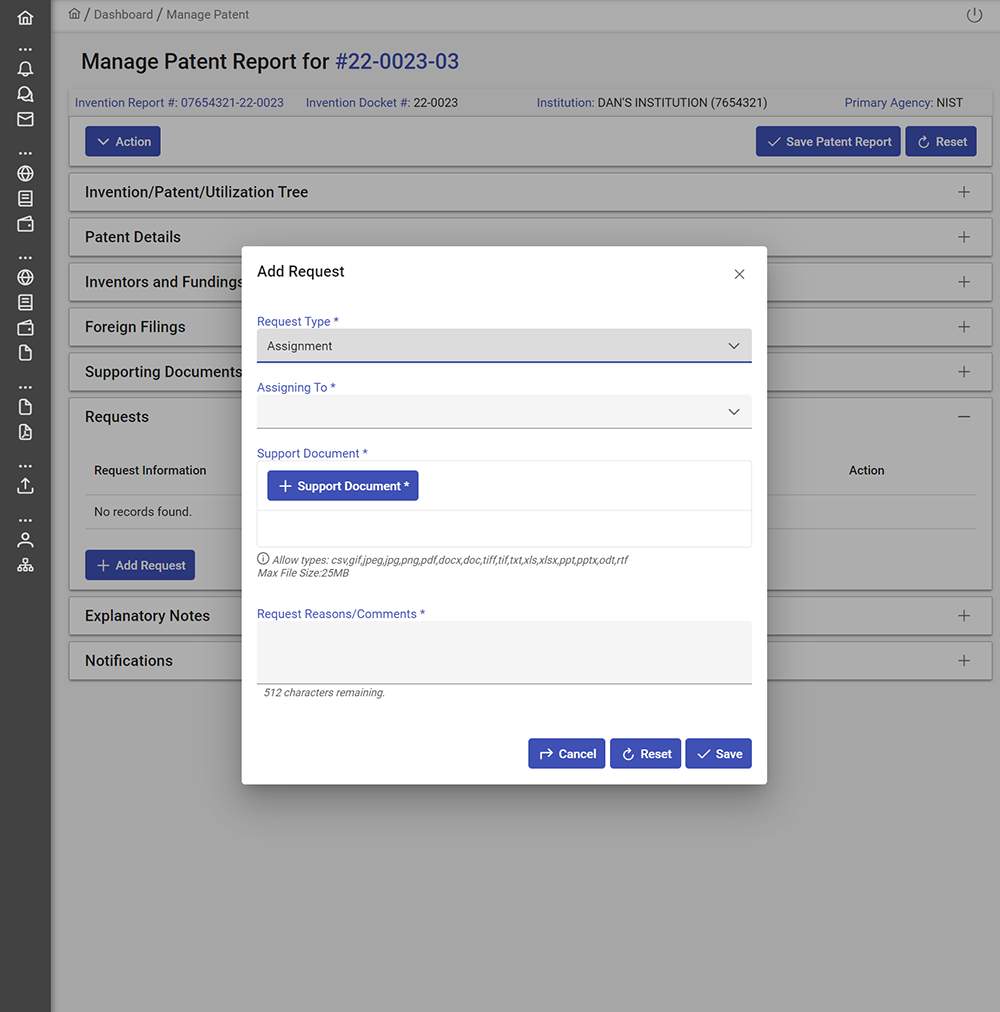 patent assignment center