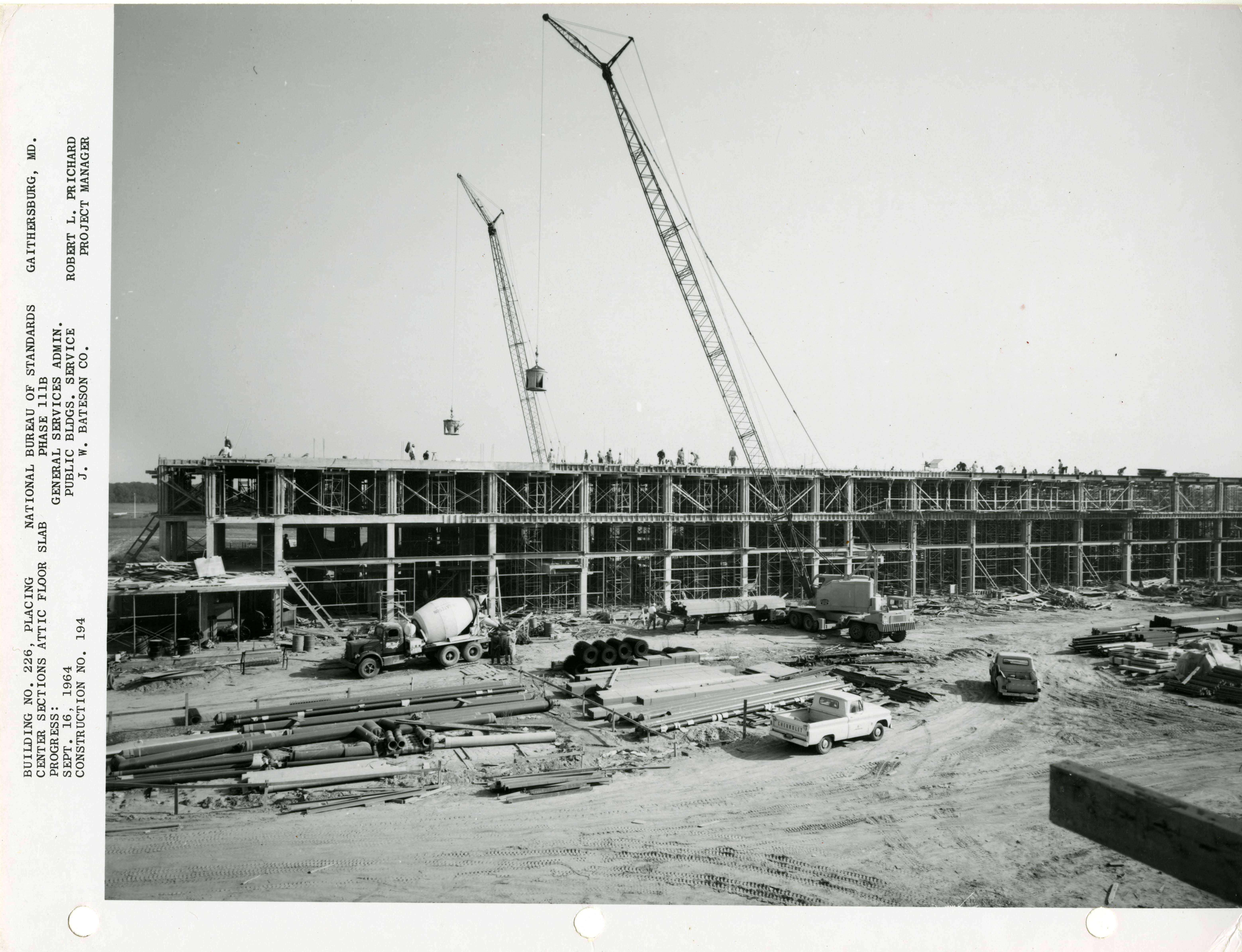 Photograph of Building 226 construction, September 1964.
