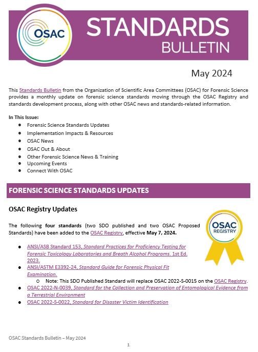 OSAC Standards Bulletin - May 2024 | NIST