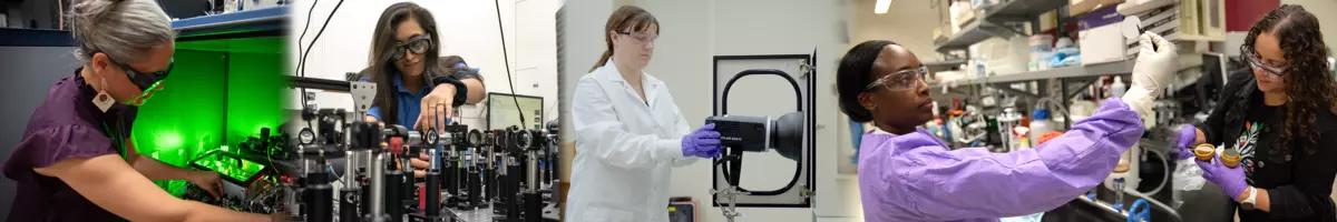 NIST workers using metrology equipment in a laboratory.
