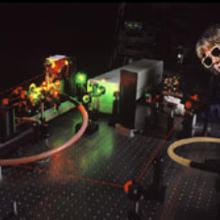 Jeanne Houston aligns a laser beam