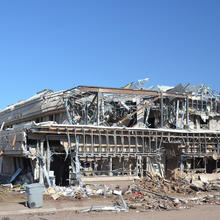 Building that has been destroyed by a tornado