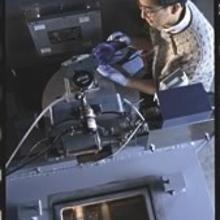 Eric Lin working at a focused neutron beam