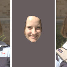 Three face images used for a facial recognition study