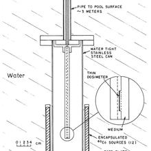 Schematic of sample holder placement in pool source irradiator