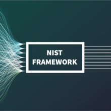 Infographic: data from many tendrils on the left enter the NIST framework, and emerges on the right as tools