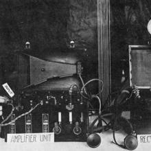 Percival Lowell with his radio receiver and amplifier set