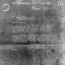copy of a letter written by Thomas Edison