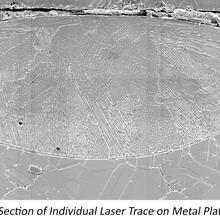 Trhree image banner showing testbed, cross section of a laser trace, and the build geometry used