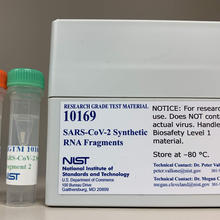 A photo of packaging for SARS-Cov-2 Research Grade Test Material