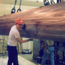 Mitch cleaning one block of the upper yoke of the SURF III magnet.