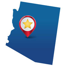 graphic with pinpoint on Peoria, Arizona map state image