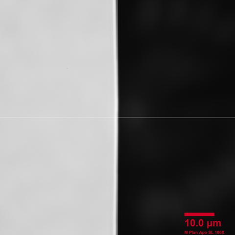 AMM aperture edge in transmitted light at 100X magnification