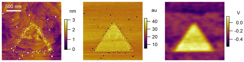 KPFM of MoS2 layers on GaN substrate