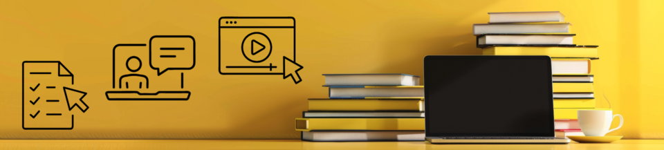 e-learning banner with icons
