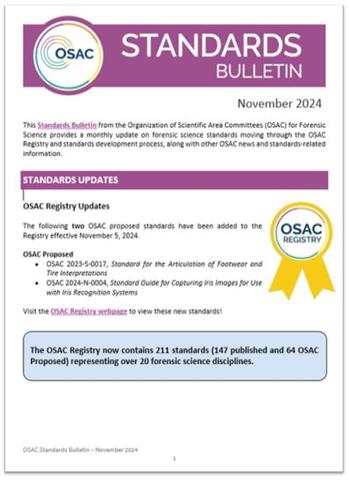 OSAC Standards Bulletin Cover - November 2024