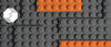 Legos that are gray and orange with white logo