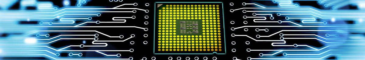 yellow-green circuit board in the middle of a background that looks like circuit lines, blue on black 